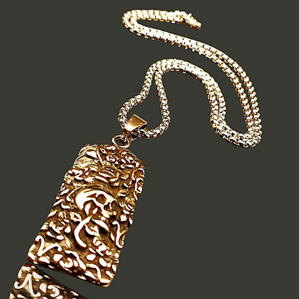 Skull Pendant Necklace in Black Oxidized and Stainless Steel ~ 24 Inches